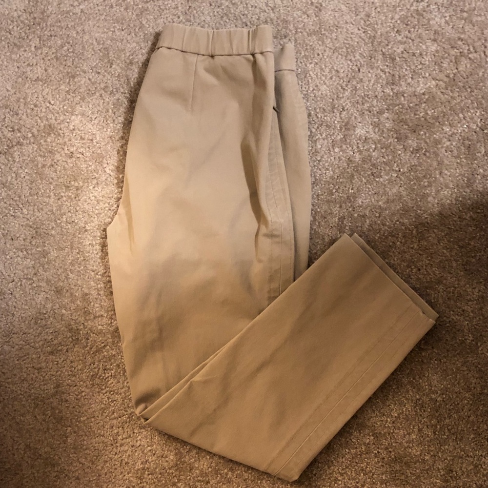 Theory copped cotton-blend straight leg pants